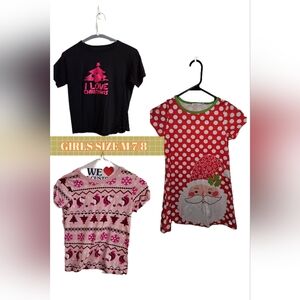 Girls Holiday Shirt Bundle – Size Medium 7/8 🎁